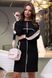 Повседневное Свободне Платье с Лампасами Черное с Кофейным M-2XL