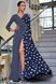 Эффектное Длинное Платье на Запах Синее в Крупный Горох и Полоску S-M, L-XL, 2XL-3XL