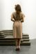 Короткое Элегантное Платье из Льна под Пояс Бежевое S-M, L-XL, 2XL-3XL, 2XL-3XL