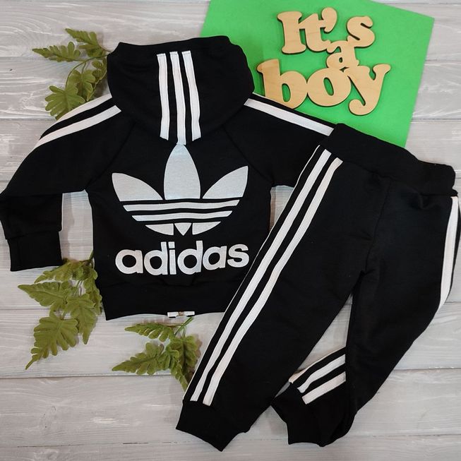 Дитячий Спортивний Костюм Двійка в стилі Adidas з капюшоном Сірий Зростання 74-116 см