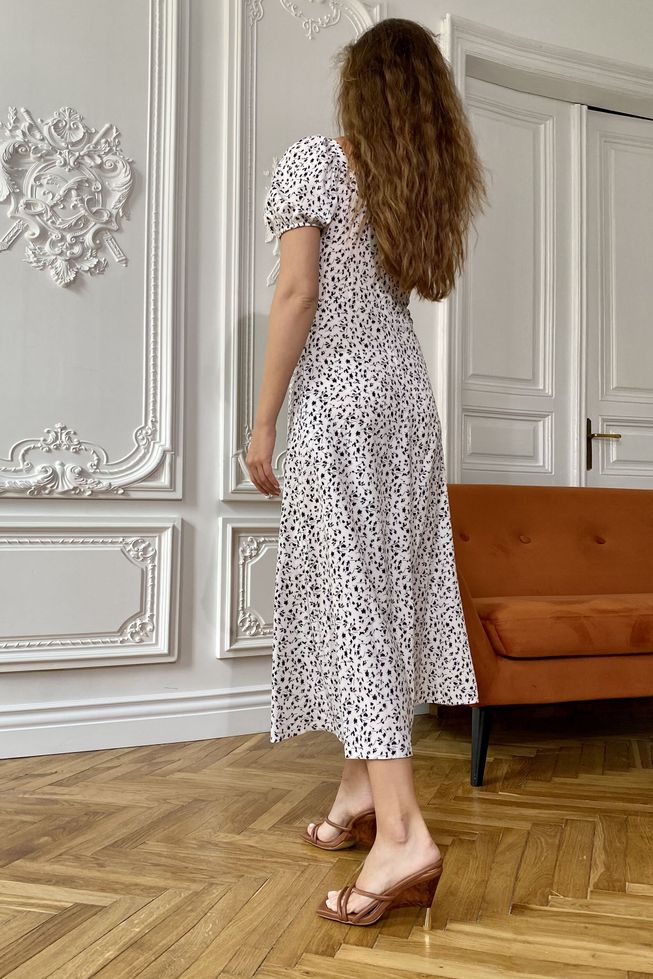 Модное Платье в Деревенском Стиле Цветочное Белое р.S, M, L, XL, XL