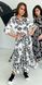 Трендовое Расклешенное Платье из Льна Длинное Кофейное Принт Листья р.S-M, L-XL