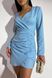 Короткое Нарядное Платье с Люрексом и Драпировкой Голубое р.S, M, L, XL, XL