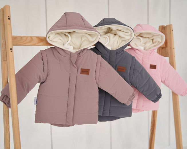 Куртка-Трансформер на Утеплителе для Детей "Super Jacket" Серая Рост 74, 80, 86, 92 см, 92