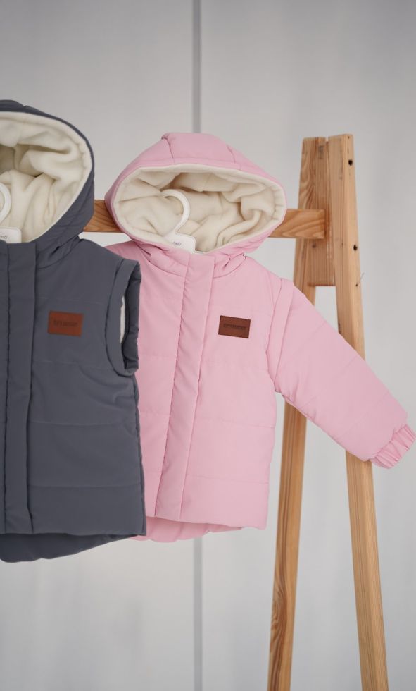 Куртка-Трансформер на Утеплителе для Детей "Super Jacket" Розовая Рост 74, 80, 86, 92 см