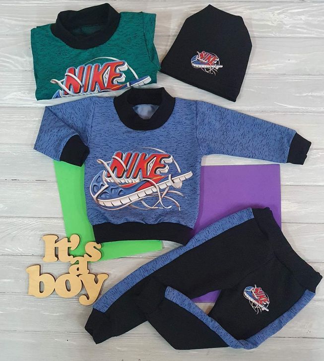 Дитячий Спортивний Костюм Трійка в стилі Nike  Синій Зростання 80-104 см