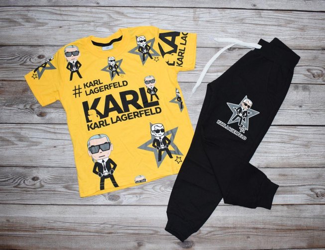 Детский Костюм Весна-Лето Штаны Футболка Karl Lagerfeld Желтый Рост 110-134 см