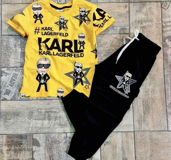 Детский Костюм Весна-Лето Штаны Футболка Karl Lagerfeld Желтый Рост 122, 128, 134 см Т-2140 фото