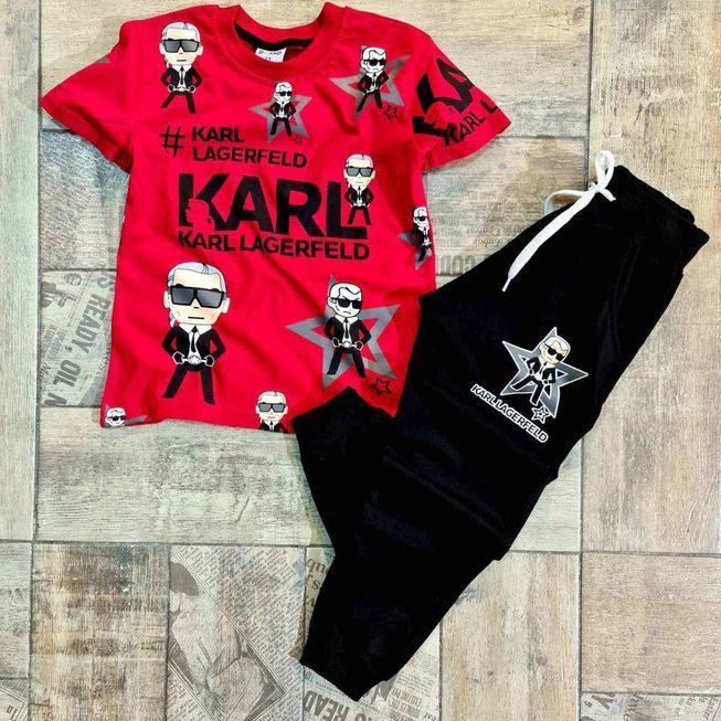 Детский Костюм Весна-Лето Штаны Футболка Karl Lagerfeld Желтый Рост 122, 128, 134 см Т-2140 фото
