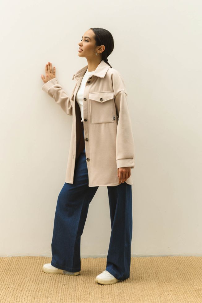Женское Короткое Пальто Рубашка из Кашемира Черное S-M, L-XL, L-XL
