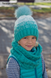 Тёплая Зимняя Шапка на Флисе для Девушек "Омбре" с Песцовым Помпоном ОГ 54-57 (от 7 лет)