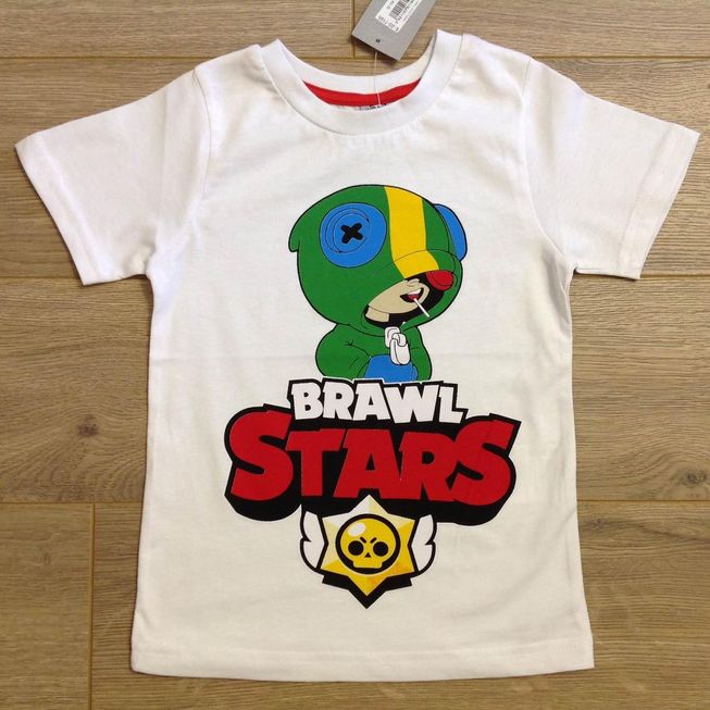 Футболка для Хлопчиків і Дівчаток Brawl Stars Леон Хамелеон Біла Зростання 92-98 см