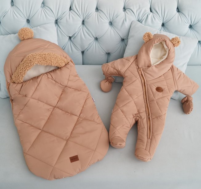 Зимний Детский Конверт Кокон "Baby" ( ромб) с Очень Крутым Дизайном Беж 0-6 месяцев