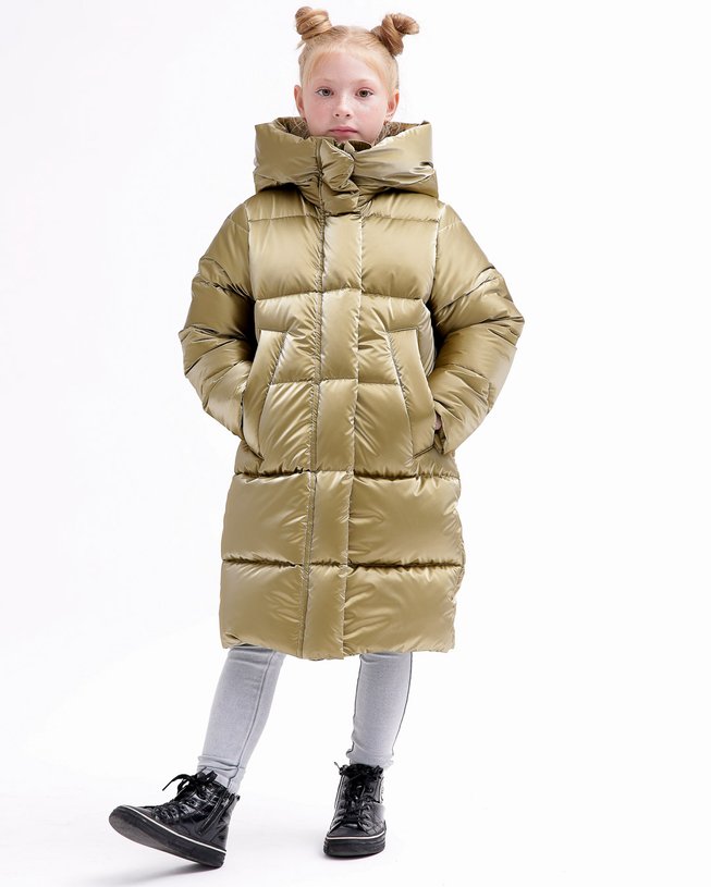 Удлиненная Зимняя Куртка для Девочек Экопух Бронзовая Р. 30-44, 44