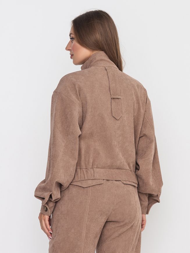 Ефектна Куртка-Бомбер з вельвету Демісезон Капучино від р.XS до XL, L-XL
