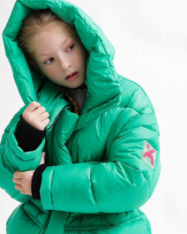 Стильна Зимова Куртка для Дівчаток Екопух Зелена Р. 30-44