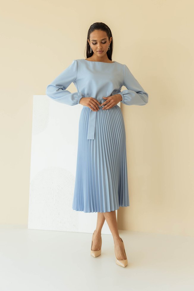 Ошатна Сукня Міді зі Спідницею Плісе Блакитна S-M, L-XL, 2XL-3XL