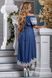 Розкішна Сукня зі Шлейфом і Відкритими Плечима Коттон Синє М-2XL