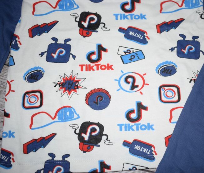 Детская Пижама для Мальчика Трикотаж Хлопок TikTok Синяя Рост 134  см