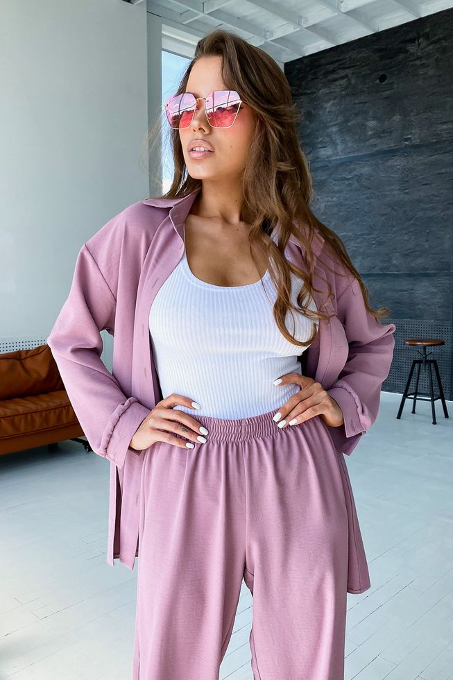 Розовая Женская Рубашка-Жакет из Коттона на Лето S-M, L-XL