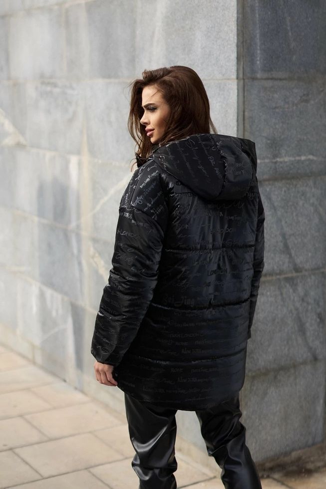 Тепла Зимова Куртка Жіноча Прямого Фасону з Капюшоном Чорна S-M, L-XL