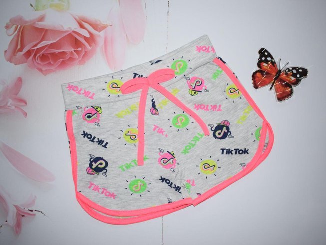 Красиві Короткі Шорти для Дівчаток TikTok Сірі з Рожевим Зростання 110-128 см