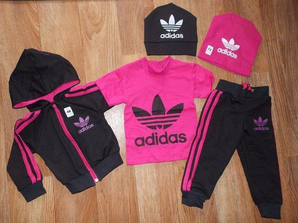 Дитячий Спортивний Костюм Трійка в Стилі Adidas Малиновий Зростання 74-110 см У-1013 фото