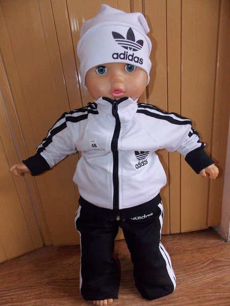 Дитячий Спортивний Костюм Двійка в стилі Adidas Чорно-Білий без Капюшона Зростання 74-98 см