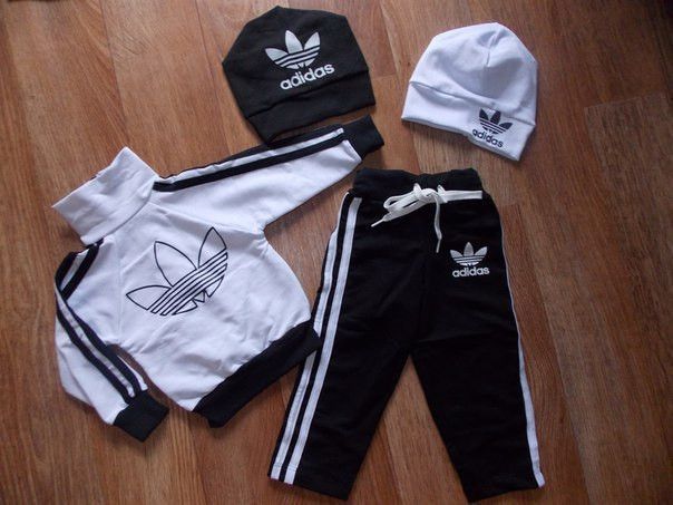 Детский Спортивный Костюм Двойка в стиле Adidas Черно-Белый без Капюшона Рост 74-98 см У-1014 фото
