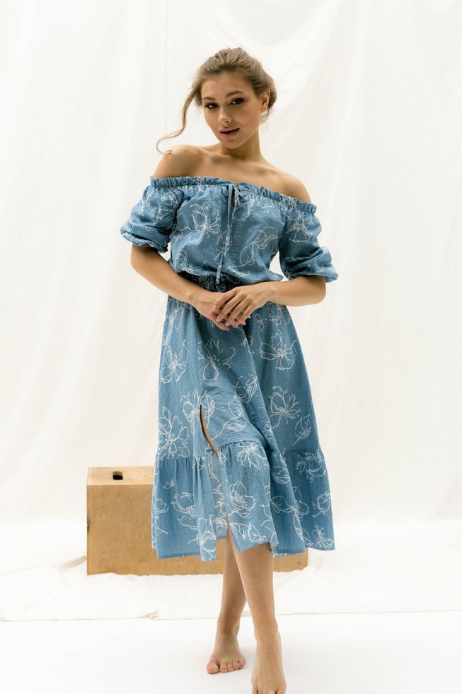 Нежное Платье из Хлопка Летнее Открытые Плечи Черное S-M, L-XL, 2XL-3XL 6277 фото