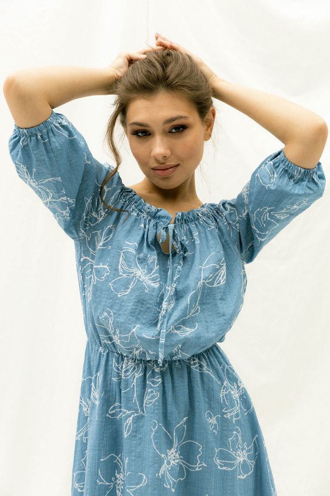 Нежное Платье из Хлопка Летнее Открытые Плечи Черное S-M, L-XL, 2XL-3XL 6277 фото