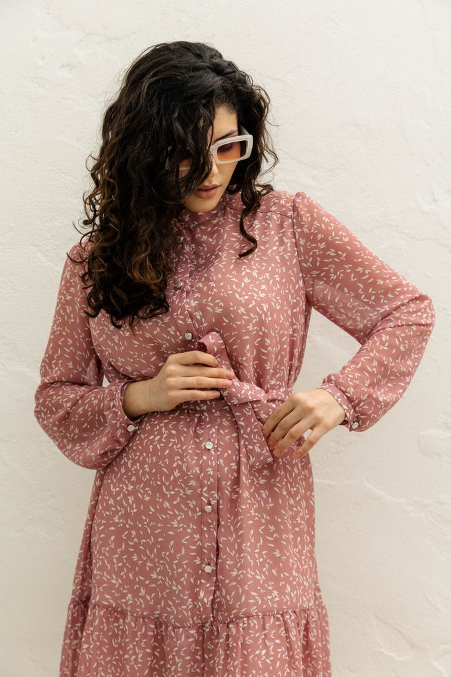 Пышное Шифоновое Платье Короткое на Пуговицах Голубое S-M, L-XL, 2XL-3XL 6214 фото
