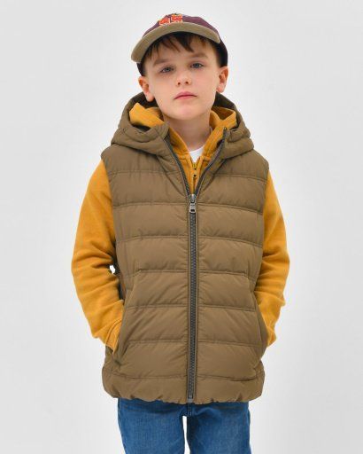 Безрукавка Детская для Мальчика Утепленная с Капюшоном Оливка Рост 122, 128, 134, 140, 146, 152, 152 см У-8376-32 фото