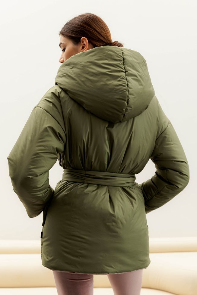 Зимняя Двухсторонняя Куртка с Капюшоном Женская Черная/Терракот S-M, L-XL, L-XL