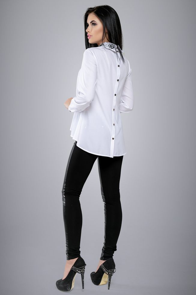 Стильная Блуза с Удлиненной Спинкой Белая S-XL