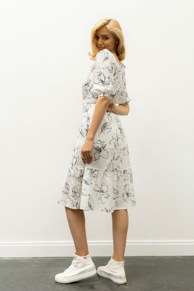 Нежное Платье из Хлопка Летнее Открытые Плечи Фиолетовое S-M, L-XL, 2XL-3XL 6279 фото