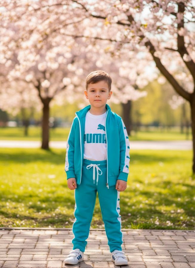 Дитячий Спортивний Костюм Трійка в стилі Puma Чорний Зростання 80-110 см У-1790 фото