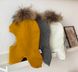 Зимняя Шапка -Шлем для Малышей Пряжа с Шерстью "Nord" Молочная на ОГ 46-48, 48-50