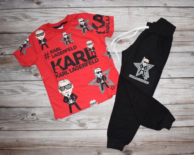 Детский Костюм Весна-Лето Штаны Футболка Karl Lagerfeld Красный Рост 110-134 см
