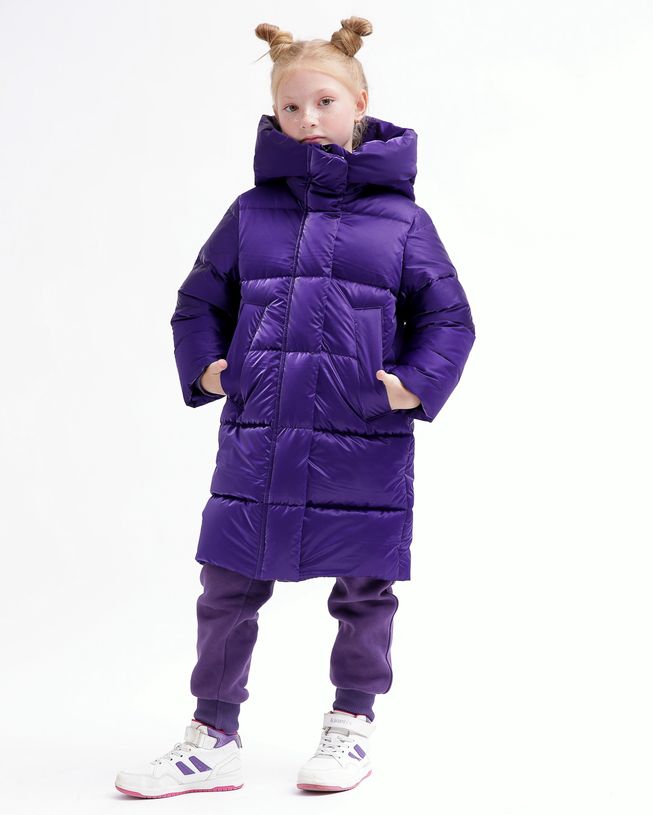 Удлиненная Зимняя Куртка для Девочек Экопух Фиолетовая Р. 30-44, 44