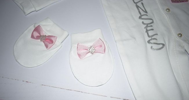 Нарядный Комплект Тройка для Новорожденной Девочки Принцесса Бело-Розовый Рост 68 см
