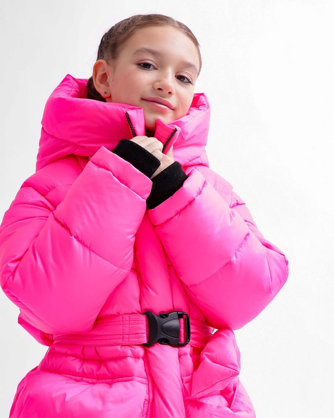 Стильная Зимняя Куртка для Девочек Экопух Розовая Р. 30-44