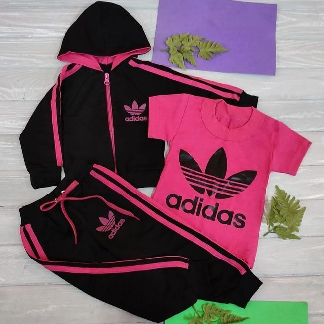 Детский Спортивный Костюм Тройка в Стиле Adidas Салатовый Рост 74-110 см У-1009 фото
