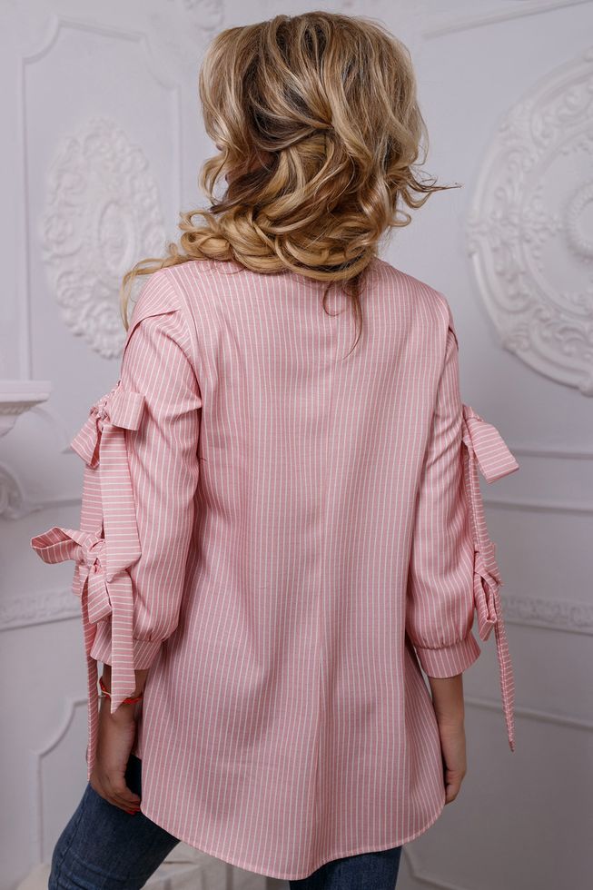 Восхитительная Нарядная Рубашка из Хлопка с Бантами Розовая S, M, L, XL