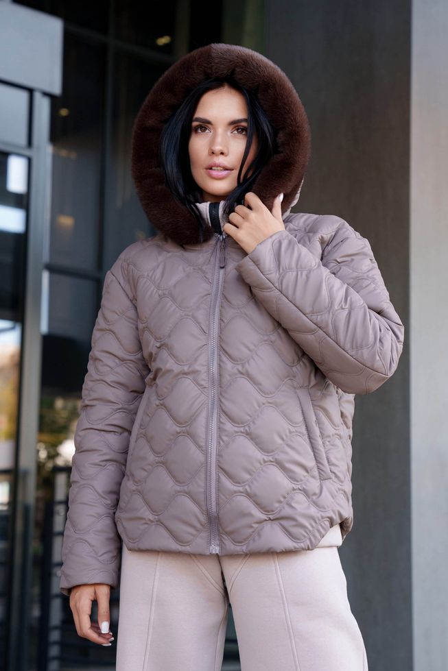 Коротка Жіноча Зимова Куртка з Хутряним Капюшоном Чорна S-M, L-XL, L-XL