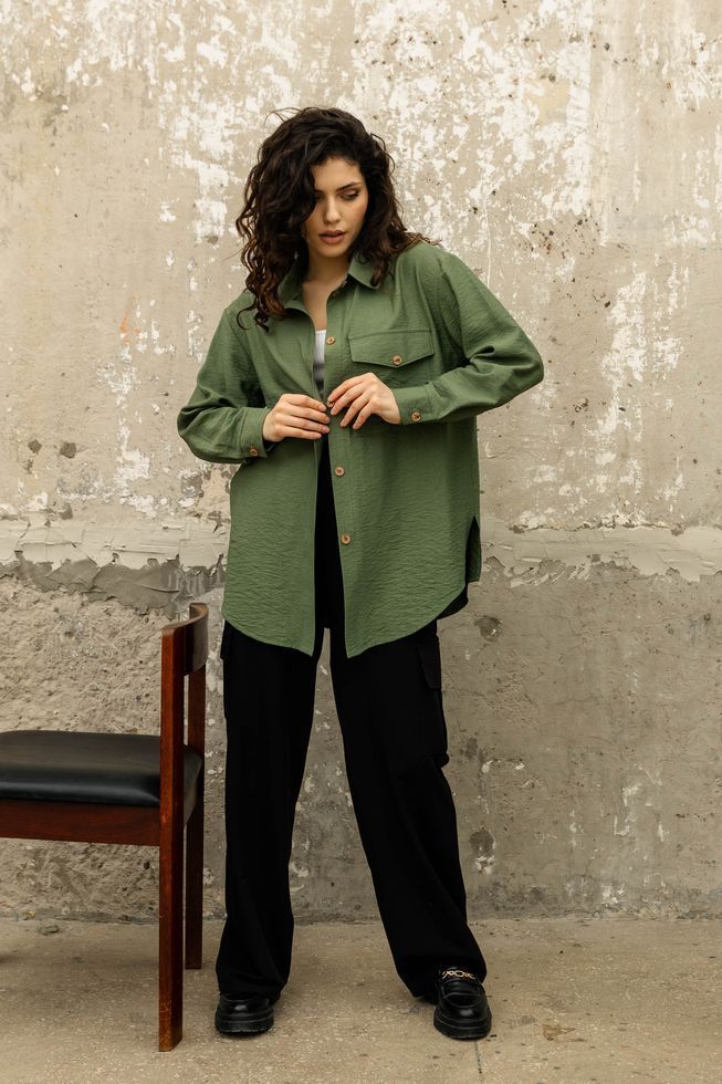 Женская Легкая Рубашка Прямого Фасона из Льна Кофейная S-M, L-XL, 2XL-3XL 6197 фото
