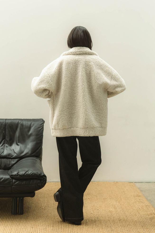 Женская Куртка из Тедди Меха Демисезонная Бежевая S-M, L-XL, L-XL