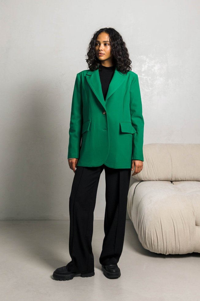 Зелений Класичний Піджак Жіночий на Підкладці S-M, L-XL, 2XL-3XL, 2XL-3XL