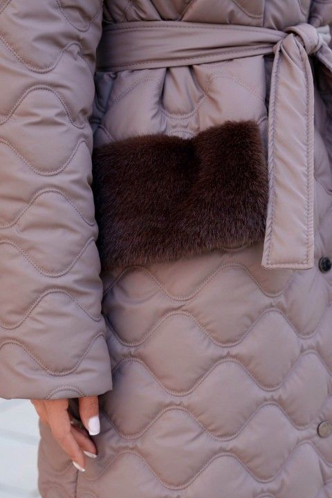 Женское Зимнее Пальто с Капюшоном и Опушкой Черное S-M, L-XL