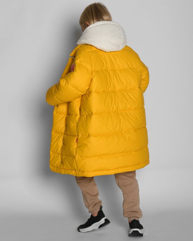 Стильная Детская Пуховая Куртка для Девочки Желтая Р.30-44